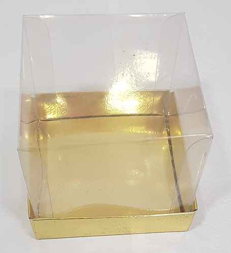 Altı Gold Karton, Üstü Asetat Kare Kutu <br /> 10x10x10 cm.
